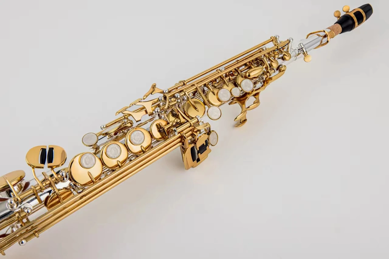 JPS-847 Soprano Saxophone Silver Plated Body Gold Lacquer Key Sax
