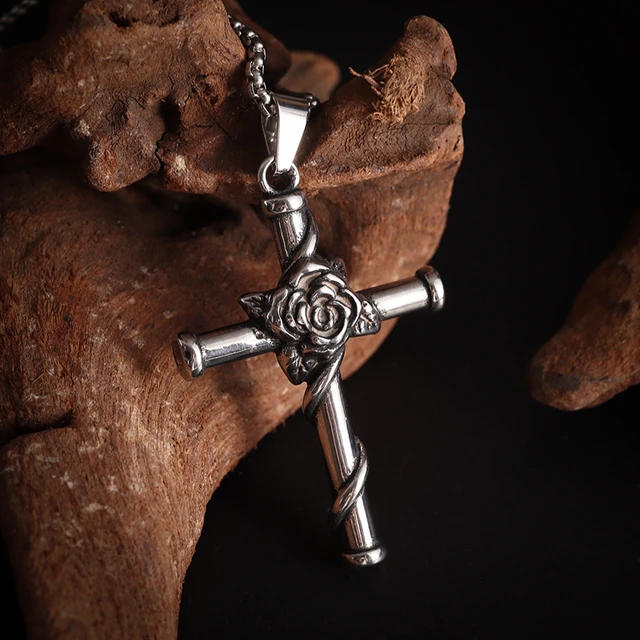 Grunge Rock Thorn Cross Necklace Men Cool Accessories Egirl Jewelry DIY  Chains Pendant Necklace Women Fashion