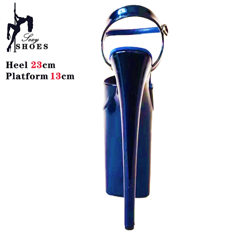 23cm High Heels Transparent PVC Upper Fashion Pole Dance Sandals Model Catwalk Professional Women Shoes Thin Heel Suede Platform