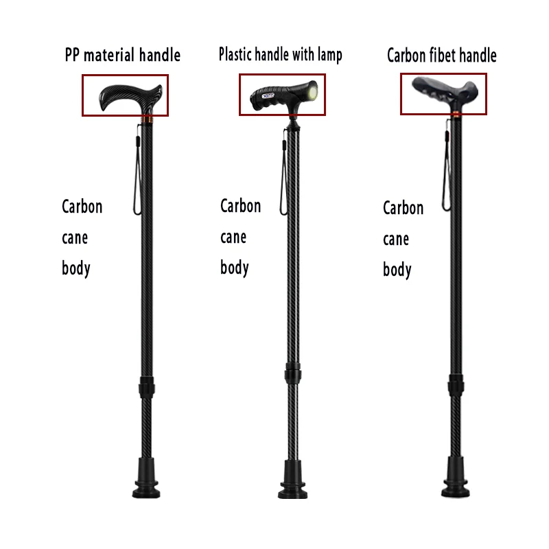 Ultra-light Retractable Carbon Hiking Booster Walking Anti-Slip Breaking Four-Legged Stable Armrest Stick Column Stick Device 2