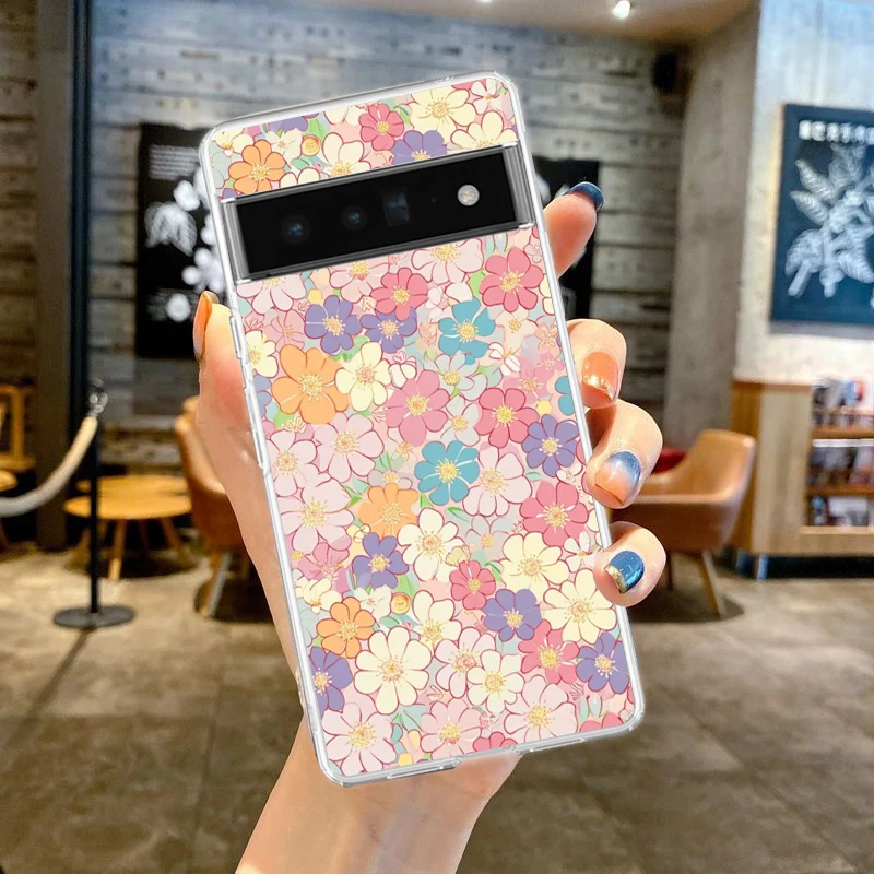 Clear TPU Transparent Phone Case with Floral Art Design