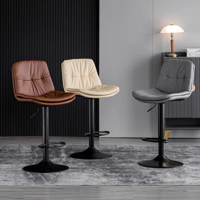 

Simple Design Bar Chairs Modern Swivel Adjustable Comfortable Metal Nordic Chair Leather Brown Barkrukken House Accessories