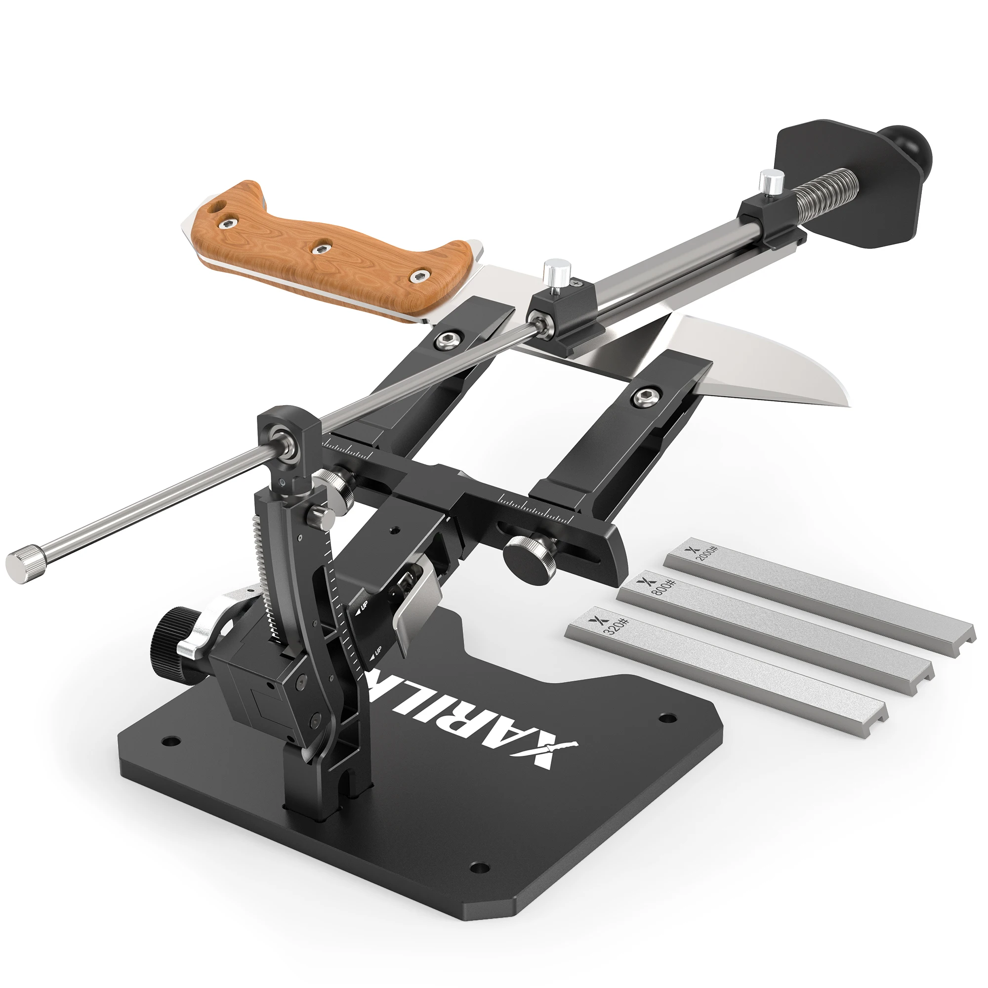 XARILK Professional Aluminium Knife Sharpener, GEN3 Guided Knife Sharpening System, Knife Sharpening Kit with 3 Diamond Plates