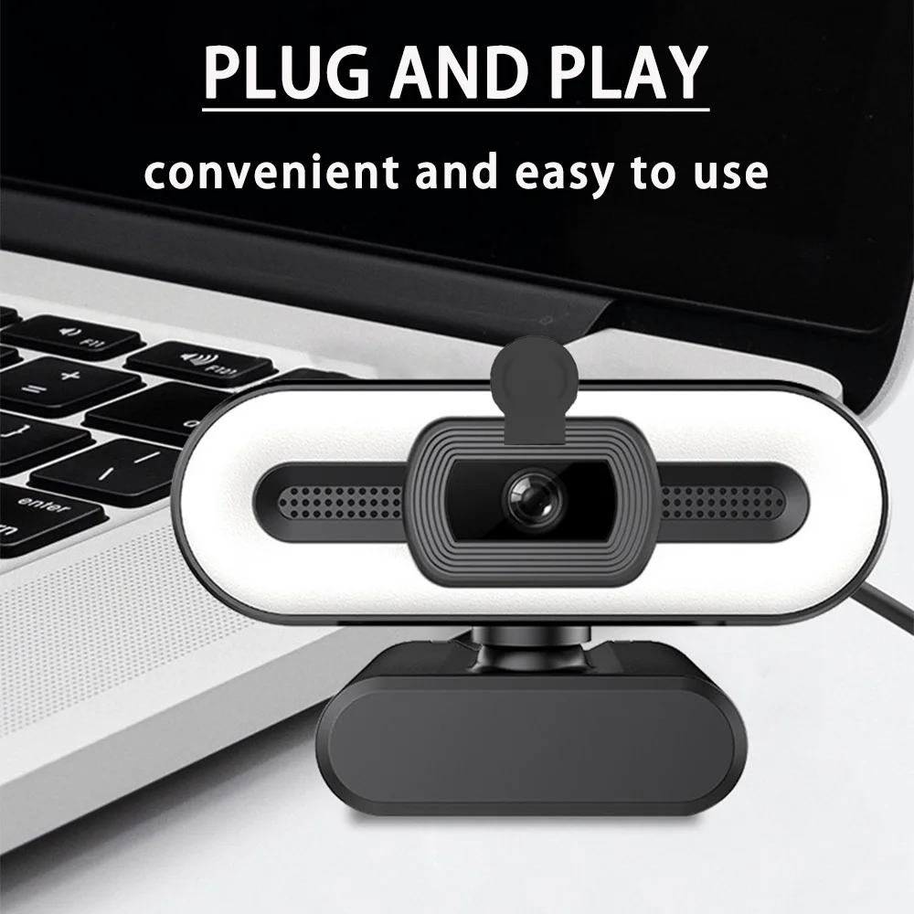 4K Ultra HD USB Webcam with Fill Light Auto Focus 8MP Built-in Microphone Streaming Camera pc webcam pc web camera computer camera
