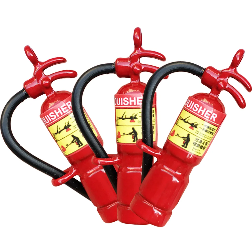 

3 Pcs Mini Fire Extinguisher Kids Toys Landscaping Models House Miniature Iron Extinguishers DIY Decor Tools Child