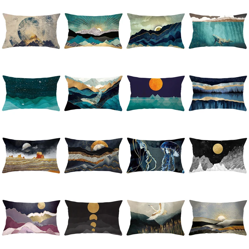 

30x50cm Waist Pillow Cover for Sofa Car Pillow Case Home Decoration Polyester Cushion Cover Oil Painting Natural Beauty Cojines