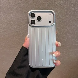Custodia per telefono a strisce di lusso con texture antiurto - Cover aziendale in titanio lucido