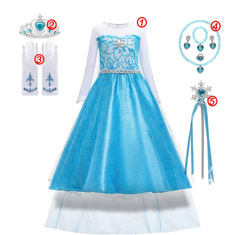 thumbnail image 1 of Disfraz de Frozen para niñas, vestido de princesa, Reina de la nieve, Cosplay, Carnaval, cumpleaños, ropa de Elsa, ropa de fantasía, 2 a 10 años, 1 of 5