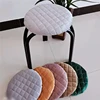 Solid Color Plush Round Chair Cover Home Dormitories Anti-skid Stool Mat All-season Universal Thicken Comfortable Stool Cushion 1