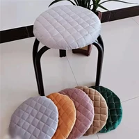 Solid Color Plush Round Chair Cover Home Dormitories Anti-skid Stool Mat All-season Universal Thicken Comfortable Stool Cushion 1