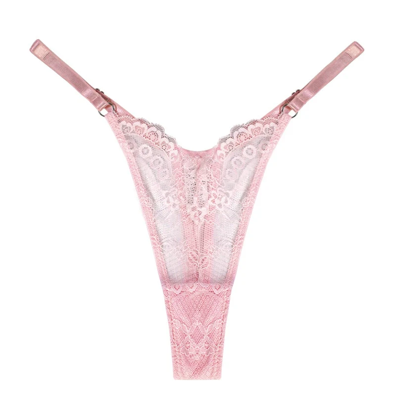 

Sexy Lace Underwear Women's Thong G-string V-waist Lingerie Adjustable Hollowed out Breathable Seamless Underpants