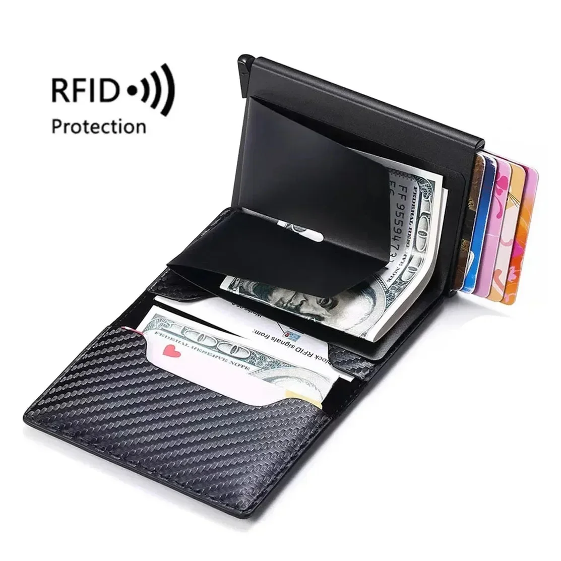 Card Holder Men Wallets Rfid Black Carbon Fiber Leather Minimalist Wallet Gifts for Men Personalized Carteira Masculina carbon fiber wallet,leather wallet,credit card holder,card wallet,slim wallet