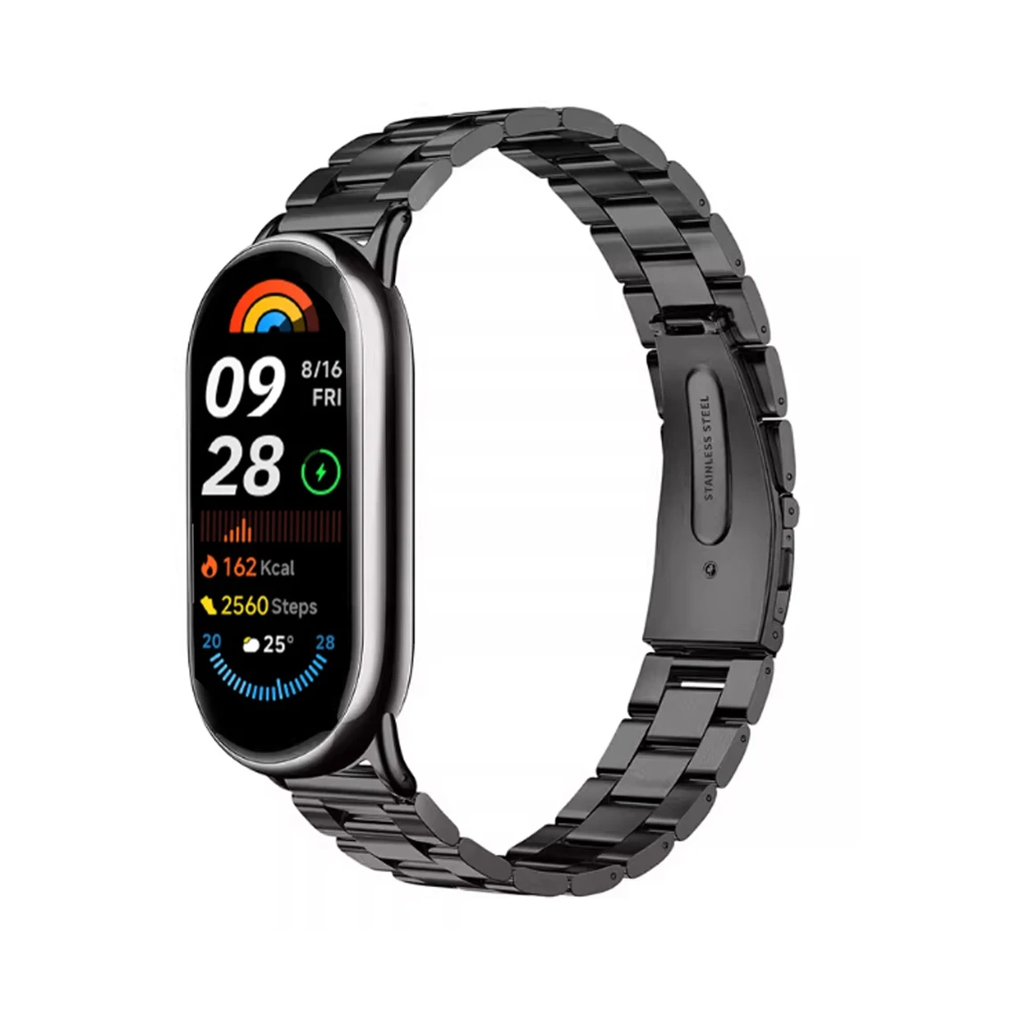 Elegant Three-Bead Stainless Steel Wristband Replacement Strap