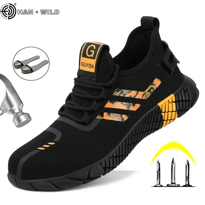 

Men Safety Shoes Outdoor Work Boots Mens Industrial Construction Shoes Non Slip Puncture Proof Footwear Steel Toe Work Shoes Man