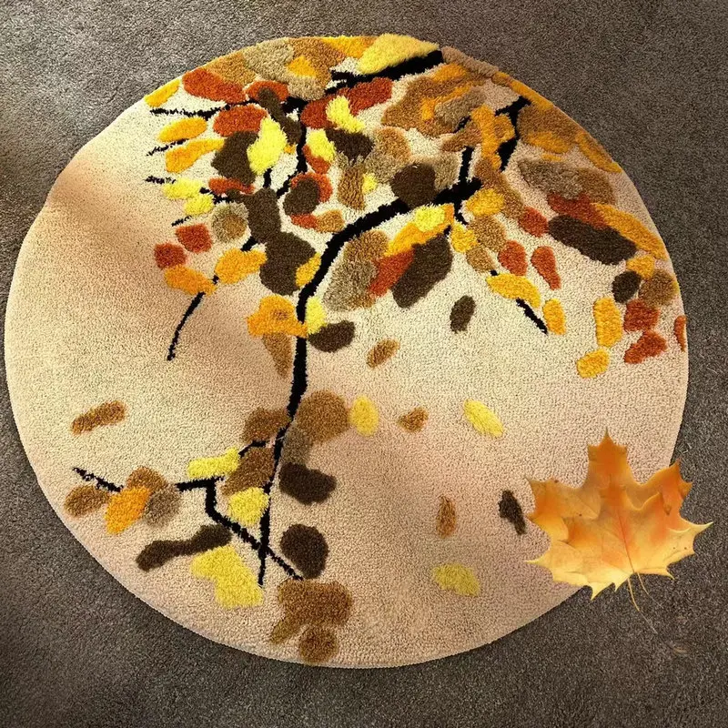 

Коврик в пасторальном стиле с листьями Ginkgo, круглый мягкий детский игровой мат для ползания, татами, для спальни, компьютерного стула