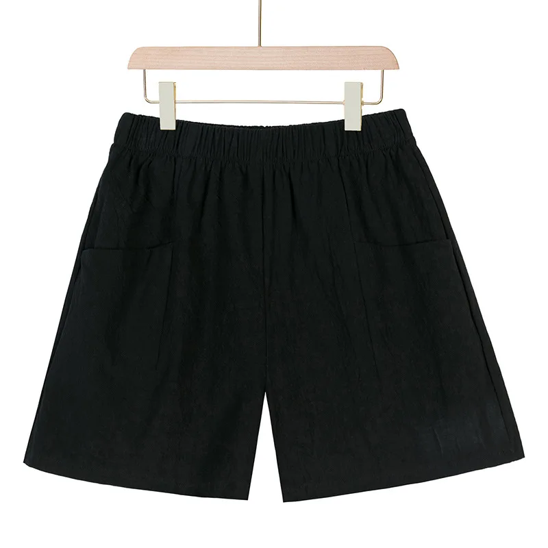 Women summer shorts Casual Solid Cotton Linen shorts elastic waist two pockets for girls Soft female shorts S-XXL  2022 birddog shorts Shorts