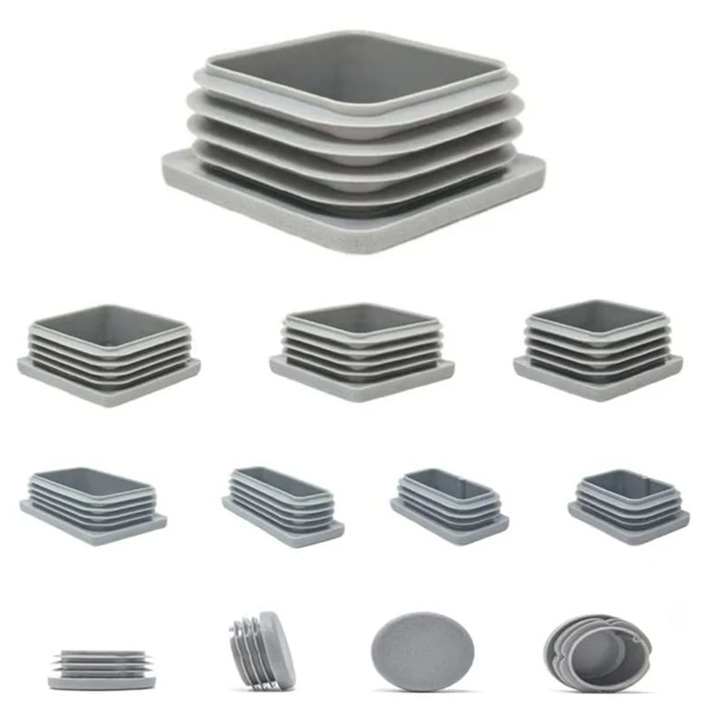 12Pcs Gray Blanking End Caps Tube Pipe Bed Inserts Plug Table Chair Leg End Caps Dust Cover Floor Protector Furniture Feet Cover pipe end cap rubber caps silicone rubber caps floor protector caps