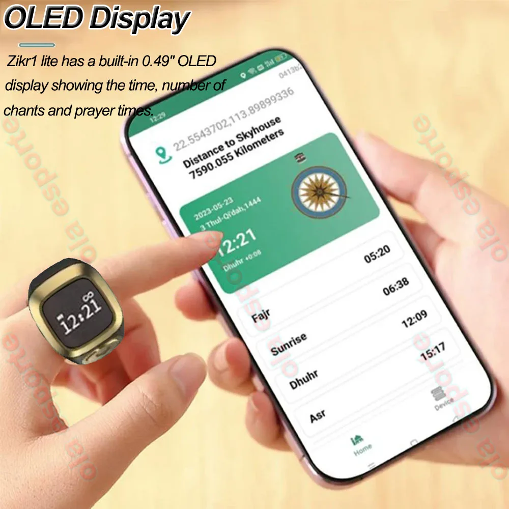 2025 IQibla Smart Zikr Ring Praise Tasbih Tally Electronic Digital Counter for Muslims Prayer Time Vibration Reminder Waterproof 4