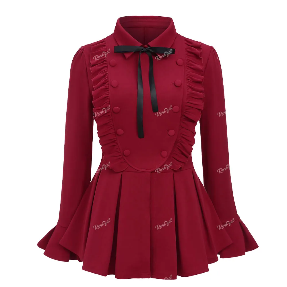 ROSEGAL-Plus Size Jacket for Women Gothic Ruffled Pleated Detail