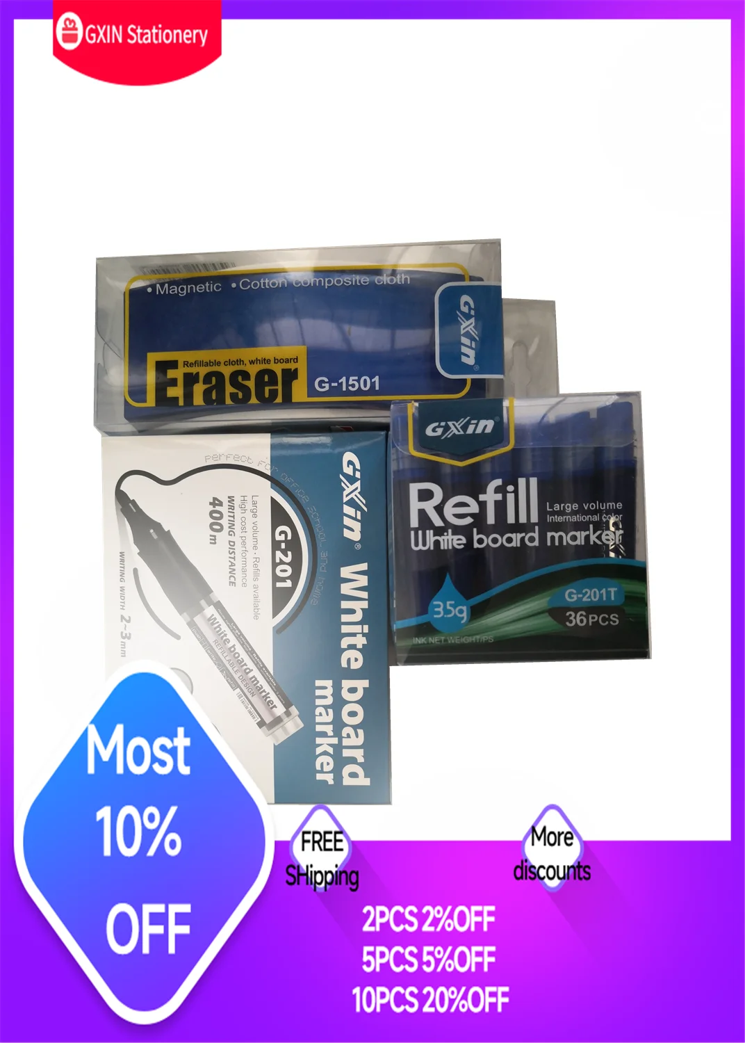 Gxin G201 Pen Set. Includes Marker Eraser And Refills.Erasable Dry