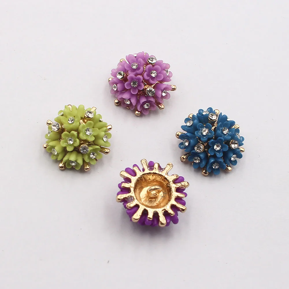 5 조각 20MM 합금 라이트 럭셔리 금속 단추 구멍 단추 장미 꽃 다이아몬드 의류 액세서리 DIY 수제 액세서리