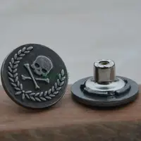 Free shipping 20pcs/lot Metal alloy button jeans button skull button ghost head I-buckle round gray metal 20mm 2