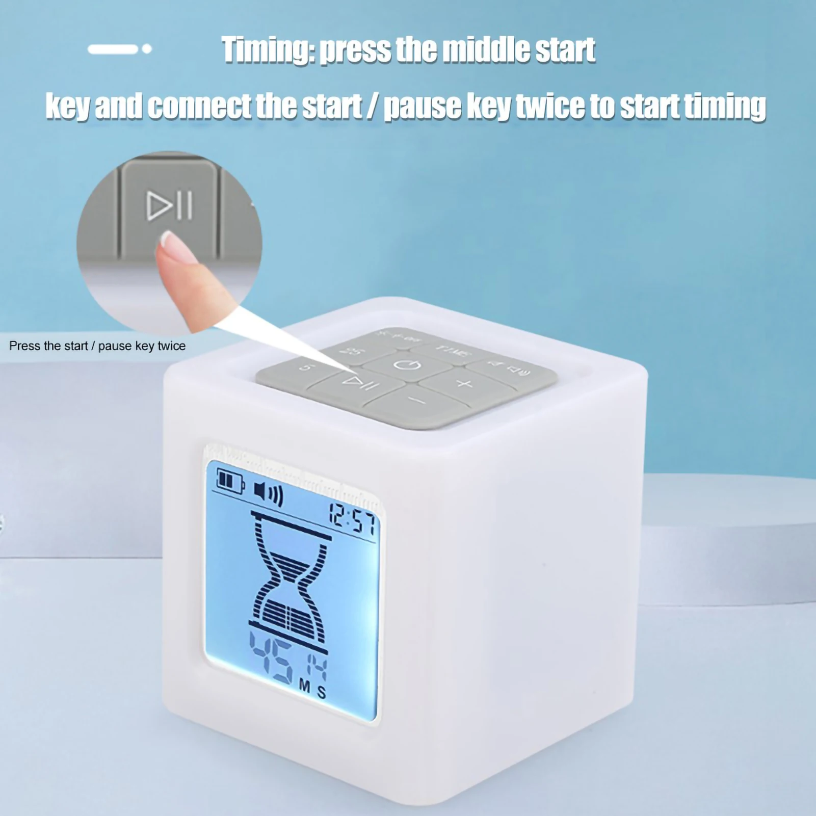 Cube LED Timer Kitchen Cooking Learning Hourglass Timer Glowing Night Light Countdown Work Exercise Time Management Clock