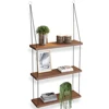 Wood Floating Shelf 3 Tier For Wall Cute Boho Plants Shelves Plant Shelves for Bedroom Living Room Decor Macrame Floating Shelf 1