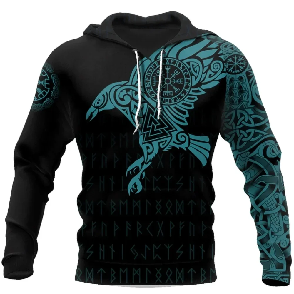 

New y2k Hoodies Vintage Eagle Wolf pattern 3D Men's Clothing For Sweatshirts Essentials Streetwear Pullover Men's Sweater Jacket