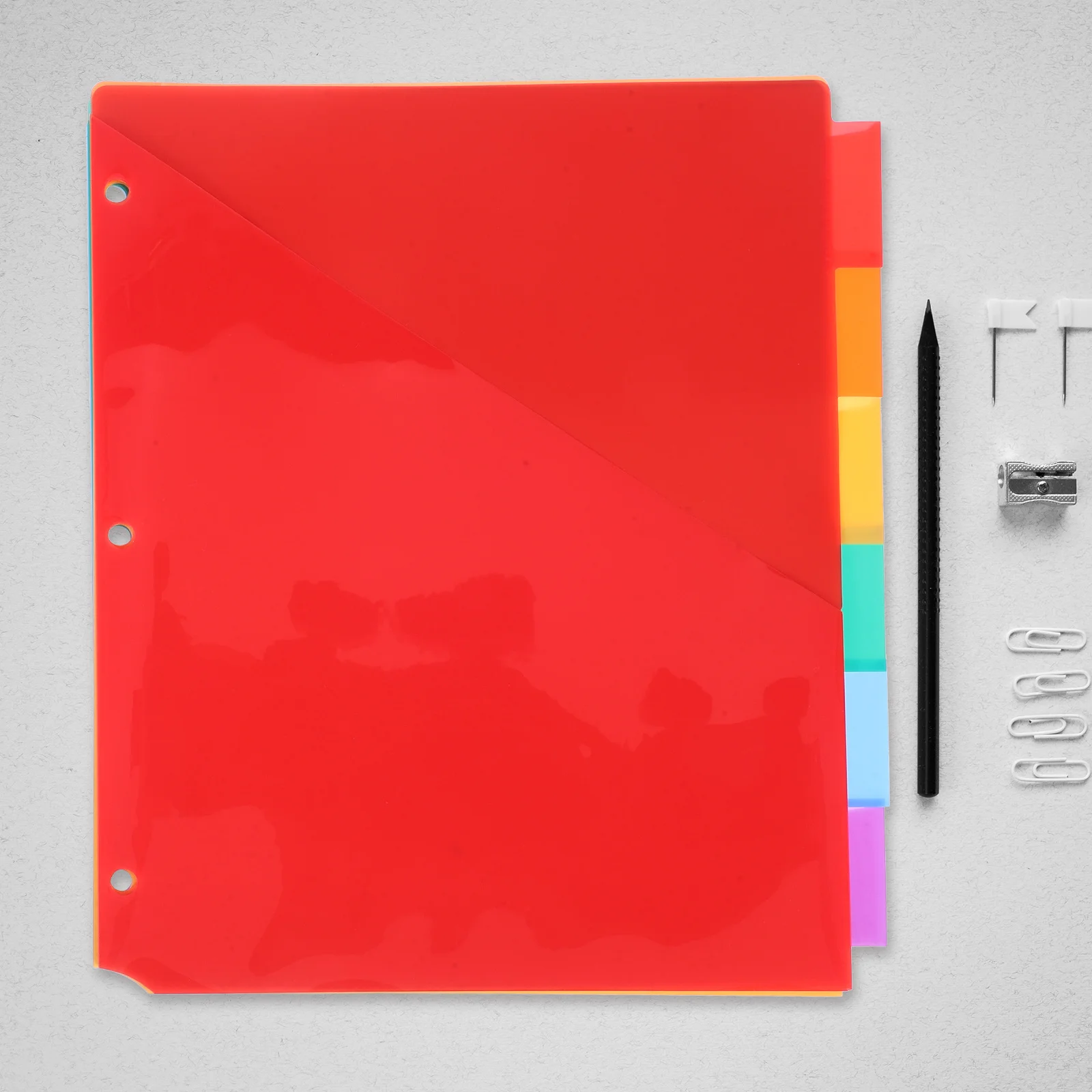 6pcs Multicolor Binder Dividers With Pockets Insertable Tabs For 3 Ring Binders Plastic Page Dividers Notebook Organization