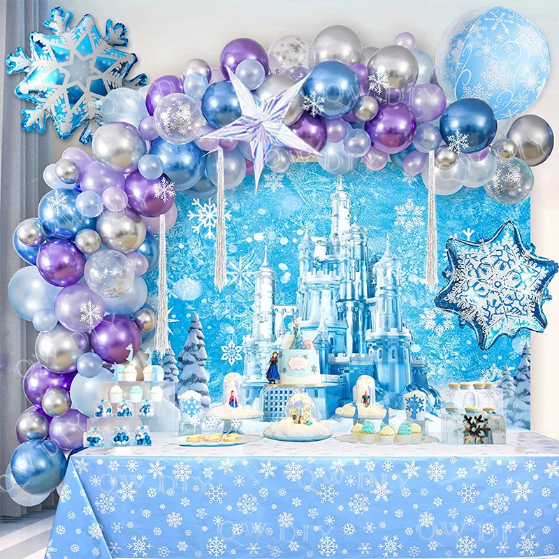 

New Snowflake Frozen Elsa Birthday Snow Queen Party Balloon Baby Girl Garland Arch Kit Balloons Decoration Anniversaire Fille