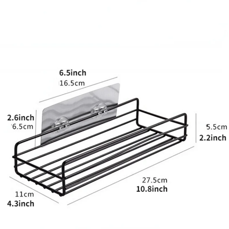 Shower Caddy Basket 1pc Adhesive Shower Organizer Basket Rack With 2 Hooks No Drilling Large Capacity Rustproof Stainless Steel Bathroom Holder