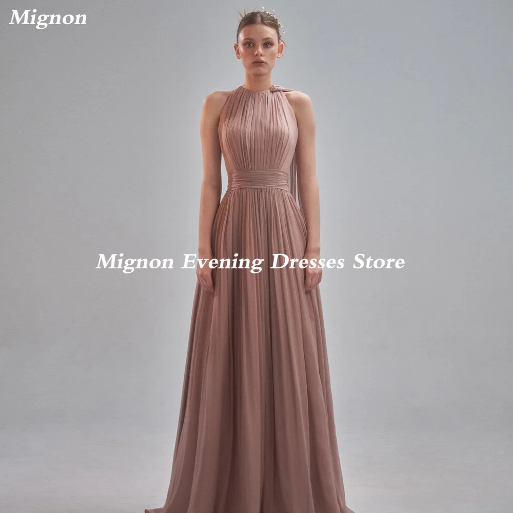 

Mignon Chiffon A-line Scoop Neckline Ruffle Populer Prom Gown Floor-length Formal Elegant Evening Party Dress for Women 2023