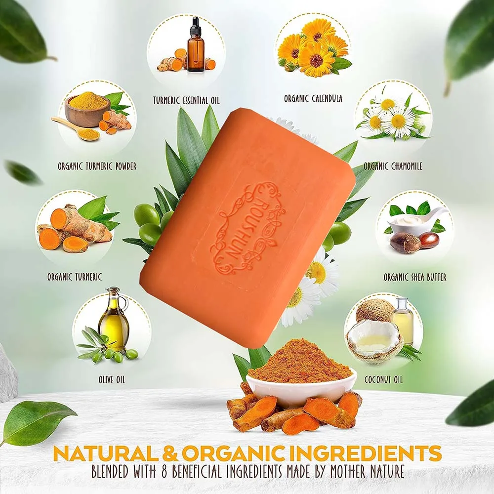 3Pcs Turmeric Soap Face Cleansing Anti Acne Whitening Skin Lightening Face Remove Pimples Dark Spots Lightening Handmade Soap 3