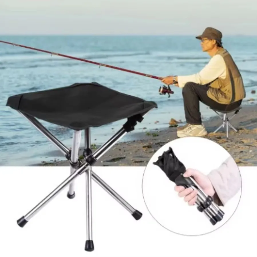 Sgabello Treppiede da Esterno Portatile Telescopico Pieghevole per Campeggio, Sedia da Spiaggia, Attrezzatura da Pesca - immagine 4