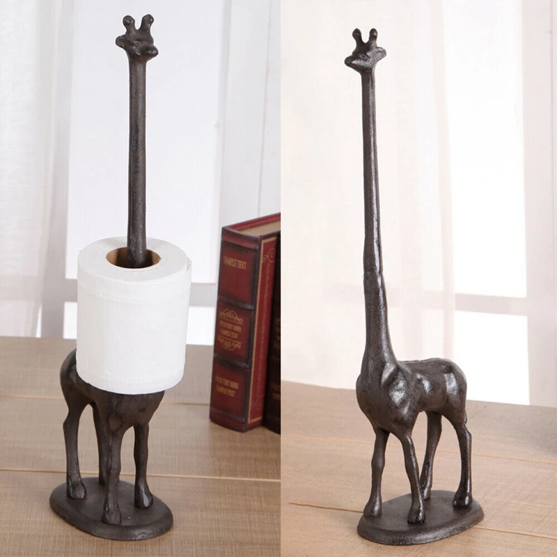 Cast Iron Giraffe Large Toilet Roll Holder Paper Free Stand Bathroom