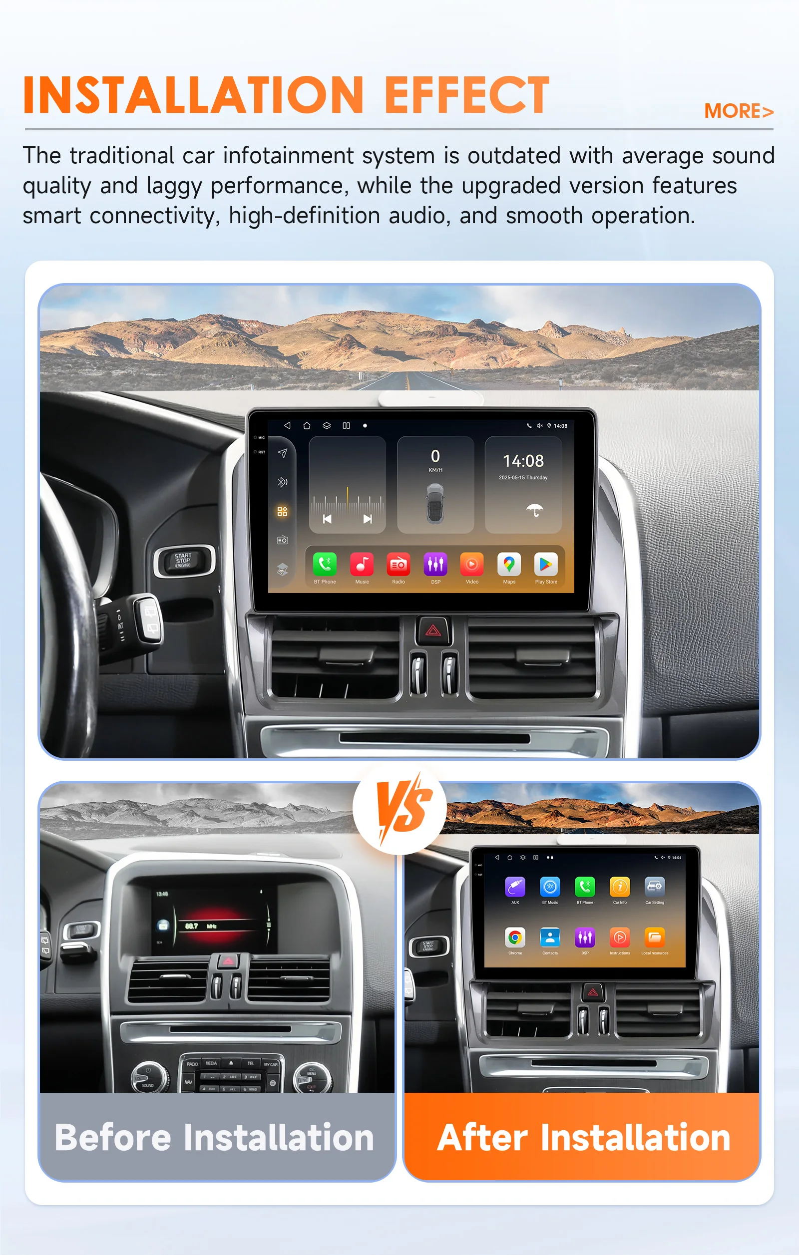 Hizpo 8Core 360Kamera Android 14 Autoradio für Volvo XC60 2008–2017 CarPlay 2Din 4G BT5.4 DSP GPS von Qualcomm Snapdragon 6115 – Detail 6