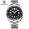 Steeldive-Reloj de buceo automático para Tortuga, cronógrafo con fondo blanco con fecha, resistente al agua, 200M, NH35 6105, SD1970 1