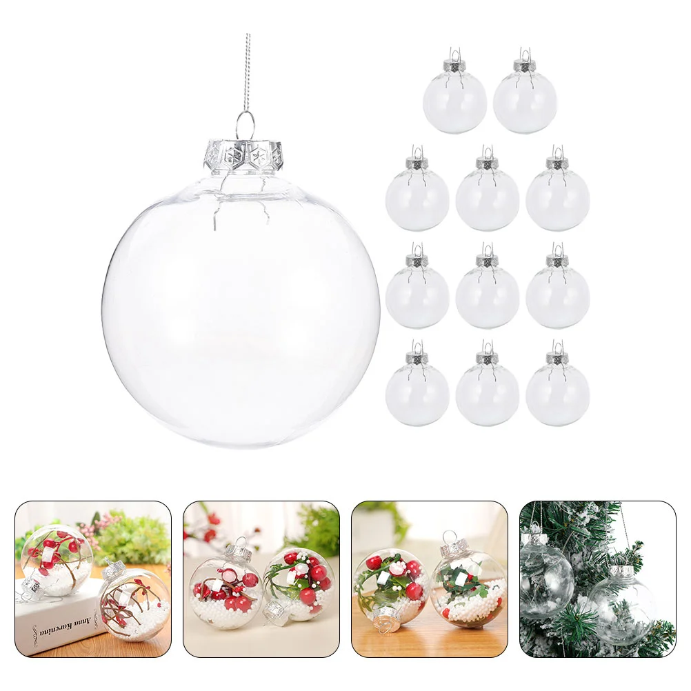 

10/12pcs Christmas Transparent Ball Plastic Fillable Bauble 8-10cm Xmas Tree Hanging Ornaments Decoration Wedding Party Gift Box