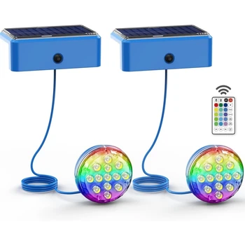 Luci subacquee per piscina solare con telecomando IP68 Luce sommergibile impermeabile per piscina per laghetto, fuori piscina, piscina interrata