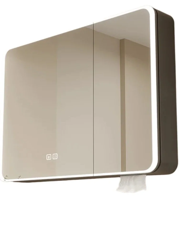 Modern Simplicity Smart Bathroom Mirror Cabinet Arc Aluminum Anti-fog Anti-rust Mirror Cabinet Home Furniture أثاث حمامات FYBC