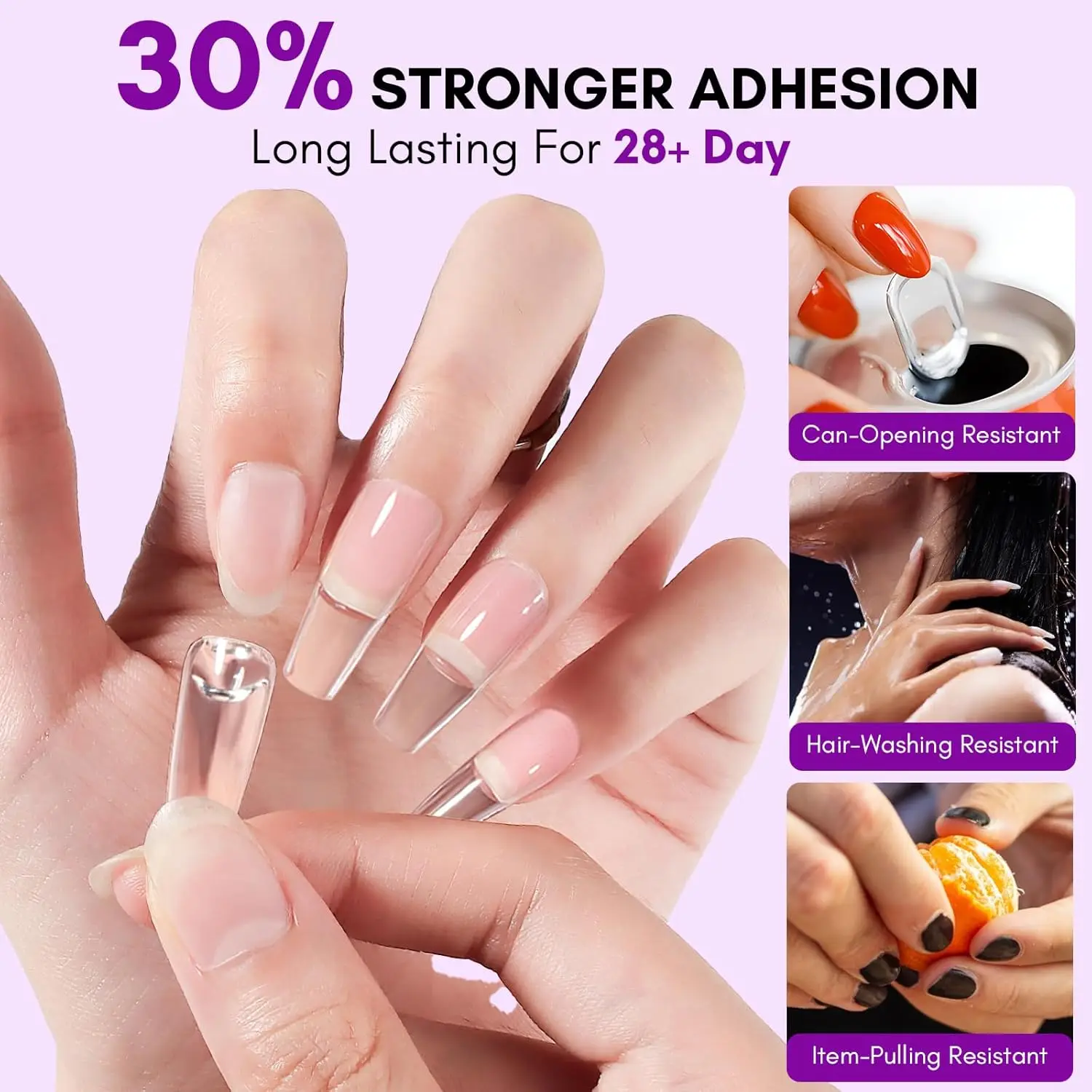 Makartt Solid Nail Glue Gel 15ml with Remover 60ml, Nail Glue Kit for Press on Tips Acrylic Gel X Nails 4