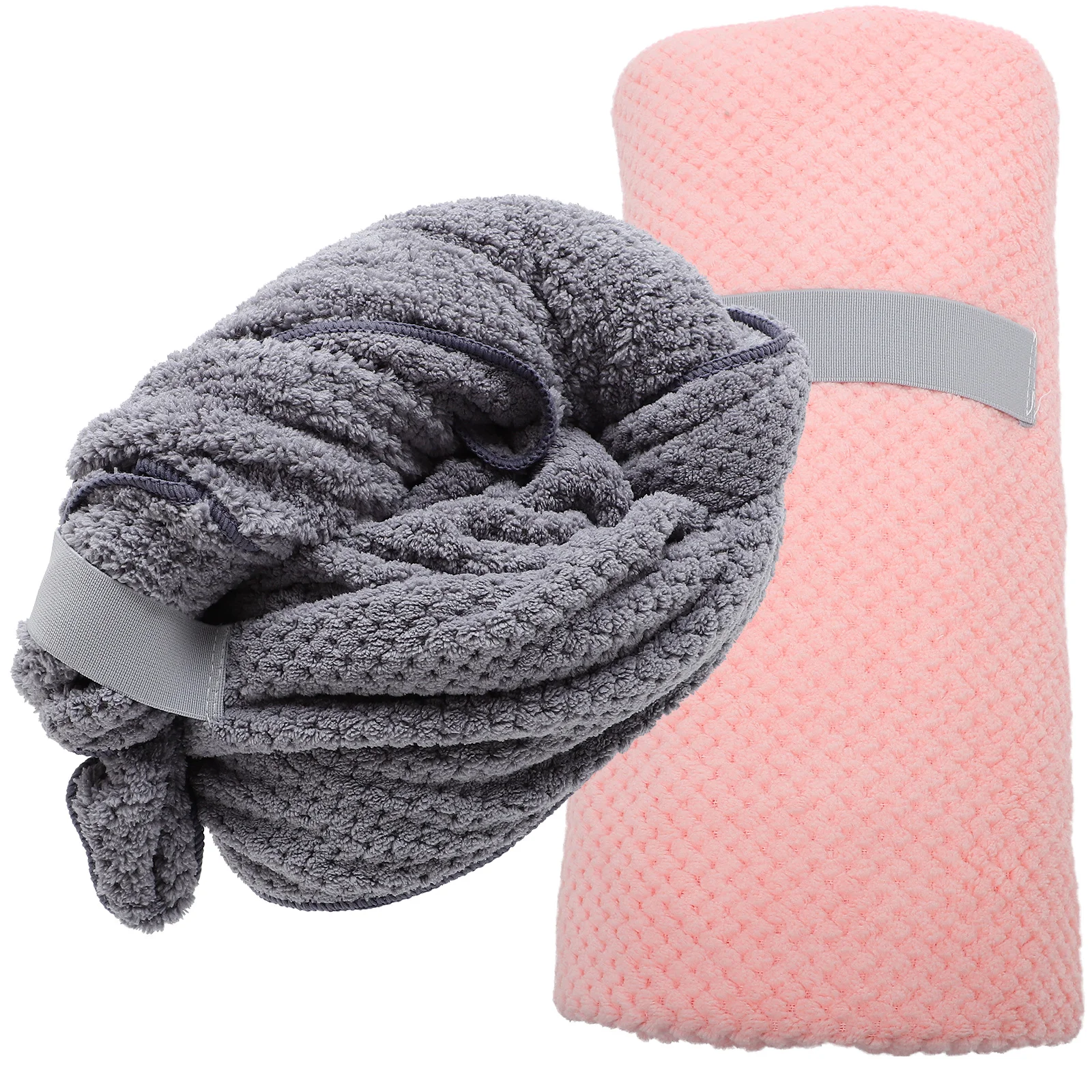 

2 Pcs Dry Hair Cap Shower Grey at Night Cow Costume Adult Women Coral Fleece Rapid Drying Towel