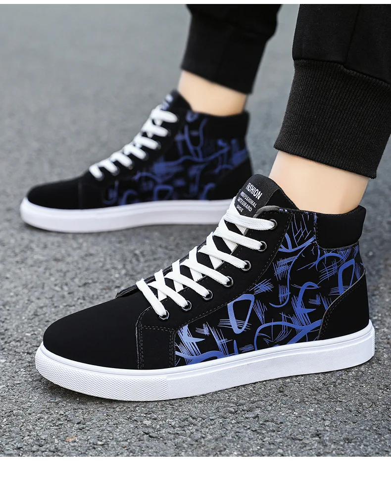 High Top Canvas Shoes for Men Fashion Platform Sneakers Spring Winter Male Casual Vulcanized Shoes Student Tenis Masculino