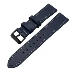 Sleek Black Intelligent Watch Strap with Raw Edge Buckle - 22mm (Blue)