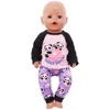 Handmade Crew Neck Pajamas For 18Inch American Doll Accessory Girl 43 cm Baby Born Clothes 43 cm Doll Accessories Our Generation 5
