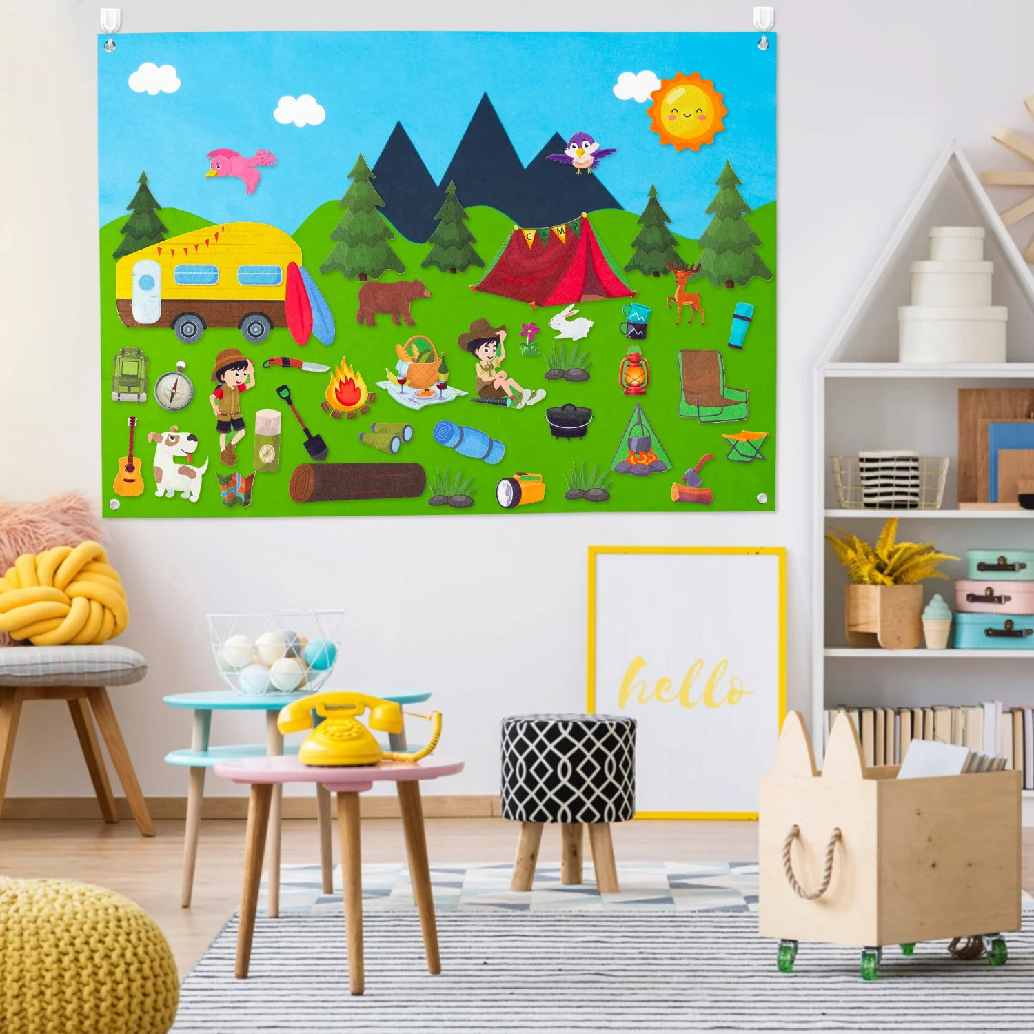 41Pcs Full Felt Storyboard Kid Favor Cartoon Calender/Depiction/Jesus/Camp Theme Puzzle Poster Decor for Anniversary Classroom