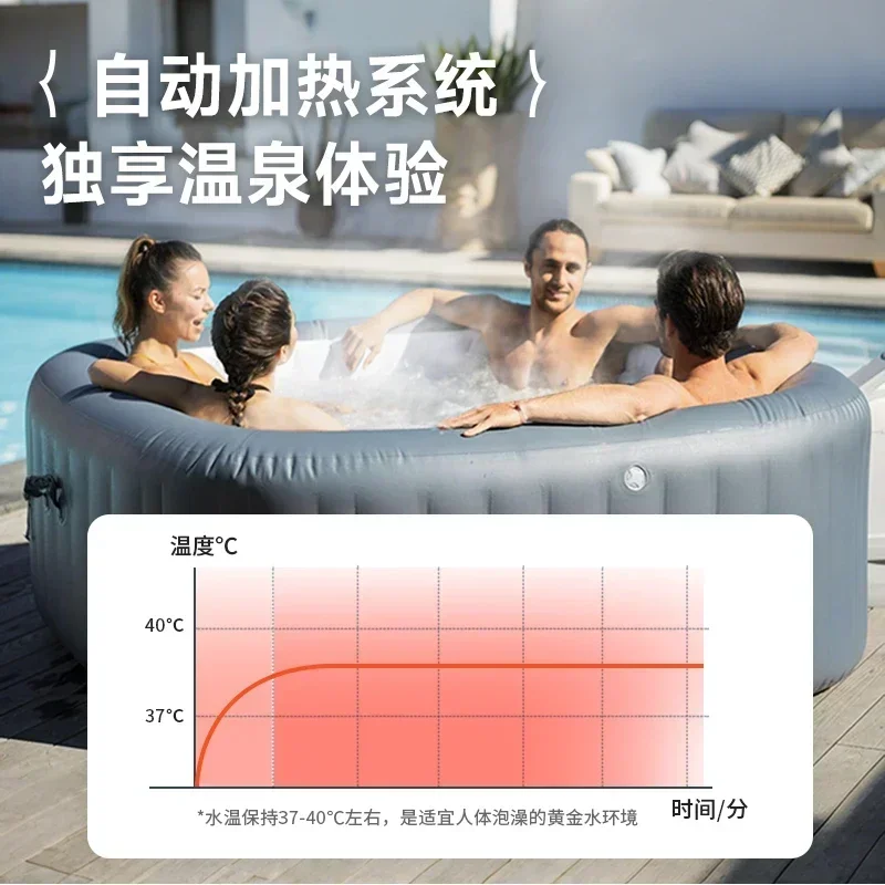 Heated Spa Inflatable Bath Household Swimming Pool Outdoor Hot Spring Surfing Massage Heated Bath Bucket
