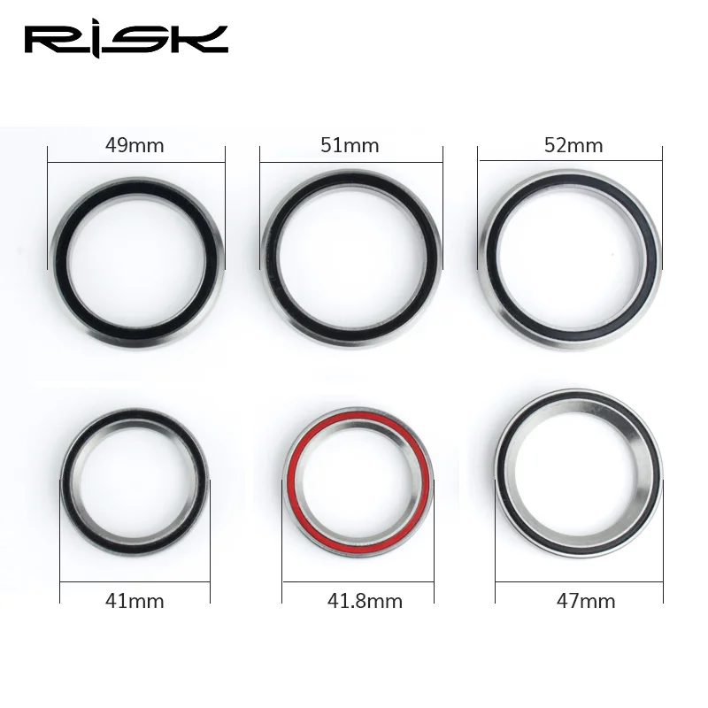 RISK-rodamientos para auriculares de bicicleta de carretera, piezas de acero para reparación, accesorios para bicicleta de montaña, 41/41mm, 8mm, 47mm, 49mm, 52mm