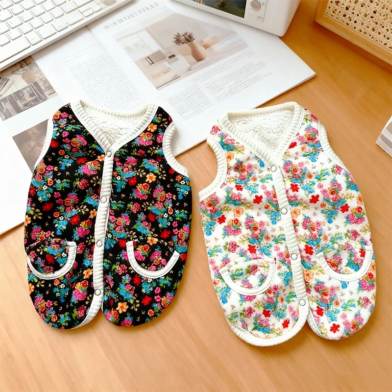Warm Pet Vest Coat Floral Print Fleece Vest Chiuahua Yorkshire Thick Coat for Small Medium Dog Two-legged Clothes Pet Costume Warm Pet Vest Coat Floral Print Fleece Vest Chiuahua Yorkshire Thick Coat for Small Medium Dog Two-legged Clothes Pet Costume